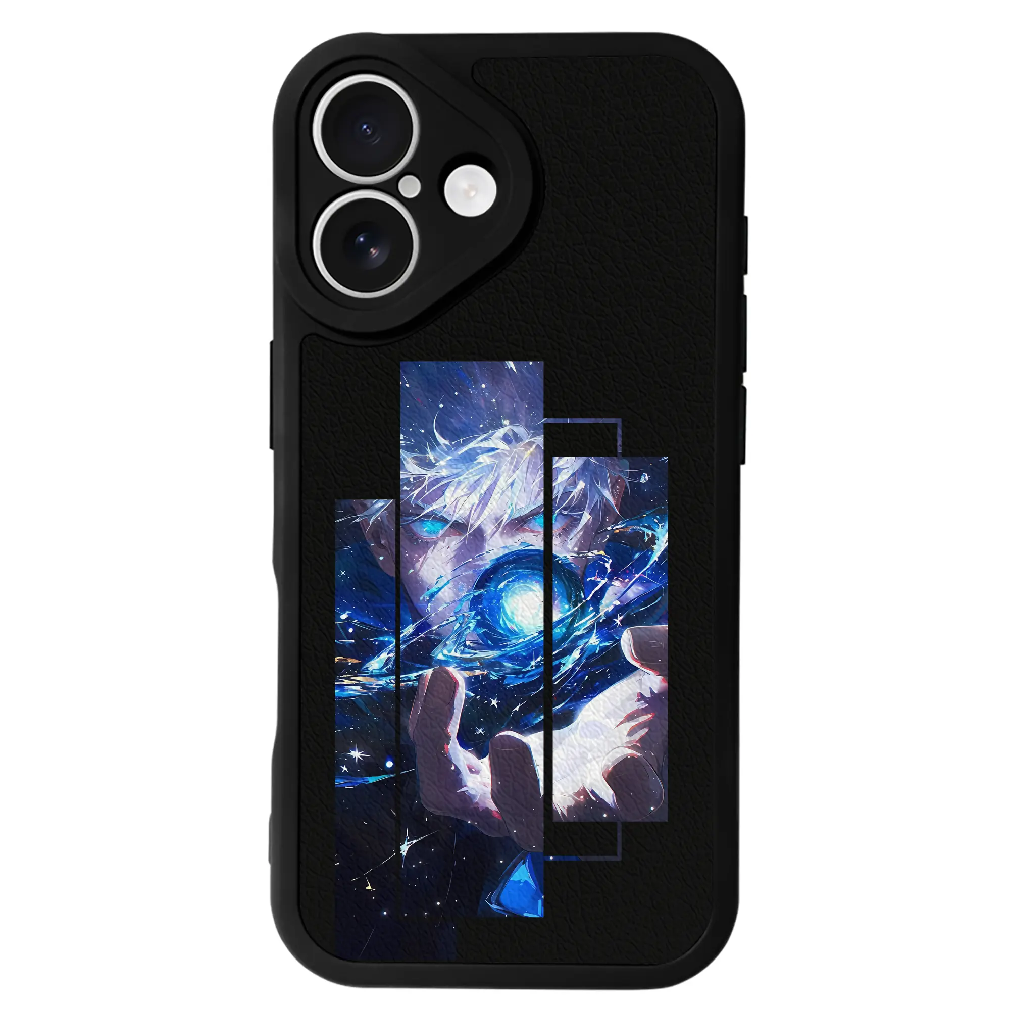 呪術廻戦 グッズ,五条 悟 - IPhone 16シリーズ対応 ・ シリコンスマホケース ・ レザー調 ・ 高精度フィット ・ 耐衝撃 ・ ワイヤレス充電対応 ・ 精密カット